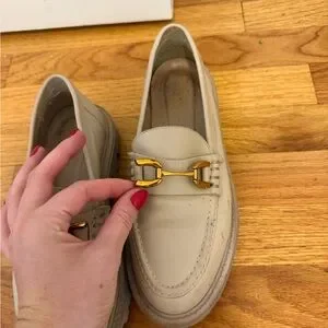 Zara | Shoes | Zara Tan And Gold Loafers With Classic Slipon 